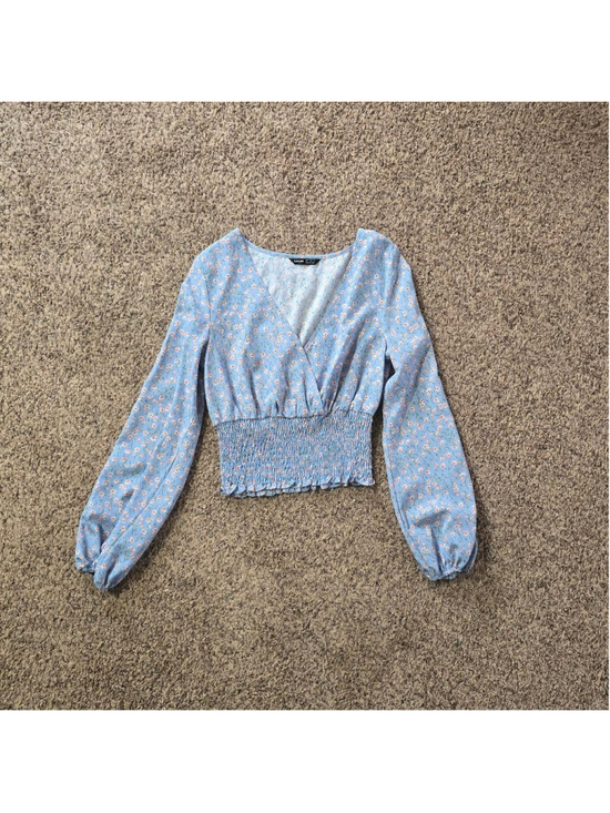 SHEIN Tops - SHEIN Blue Floral Crop Top Women's Size Small